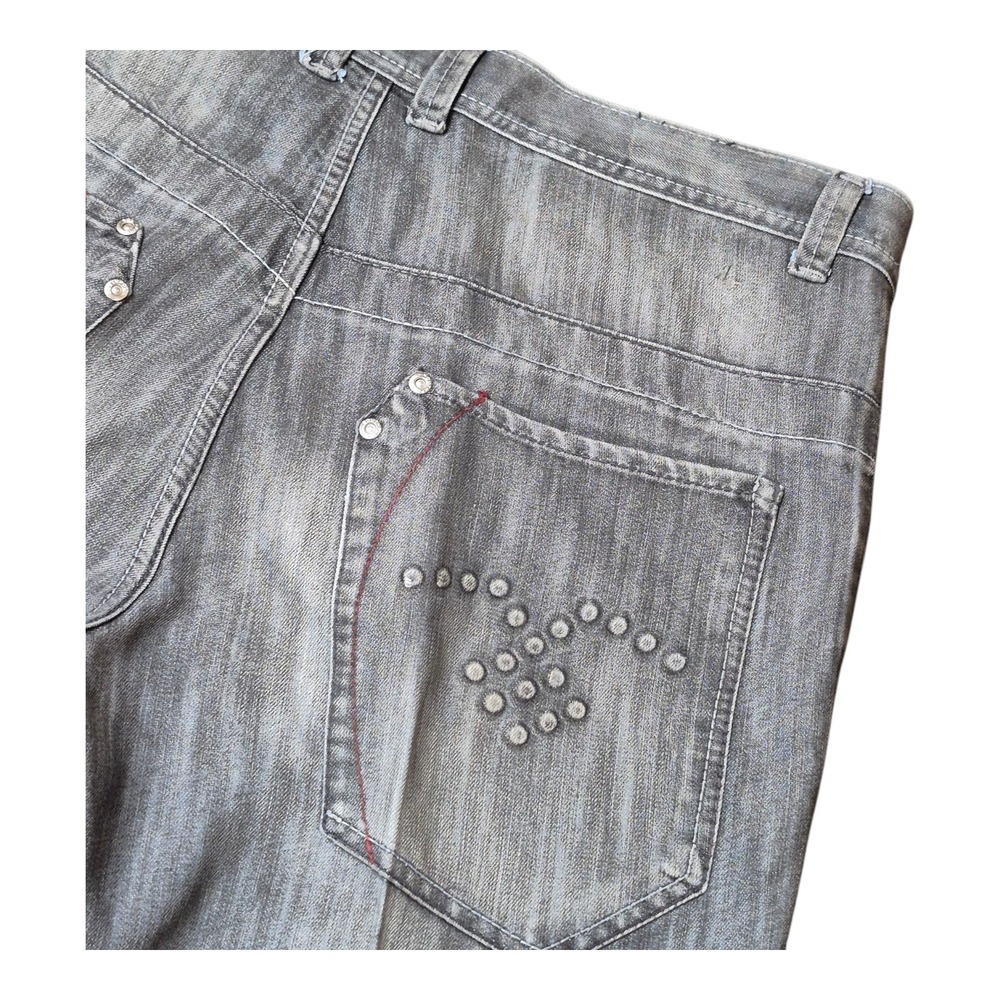 VTG South Pole Gray Black Acid Jeans Embossed Pockets Y2K Grunge Hip Hop Mens 38